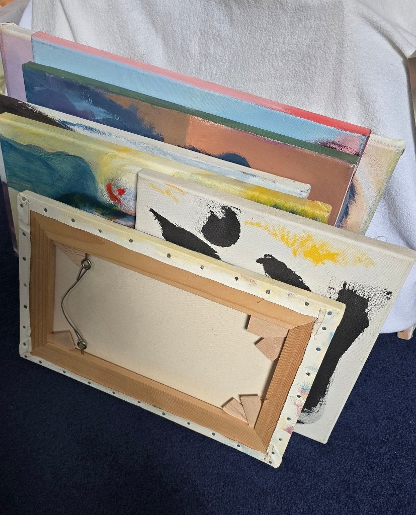 Professionele houten spanramen (spieramen) met doek: 7 stuks, Ophalen of Verzenden, Gebruikt, Overige typen
