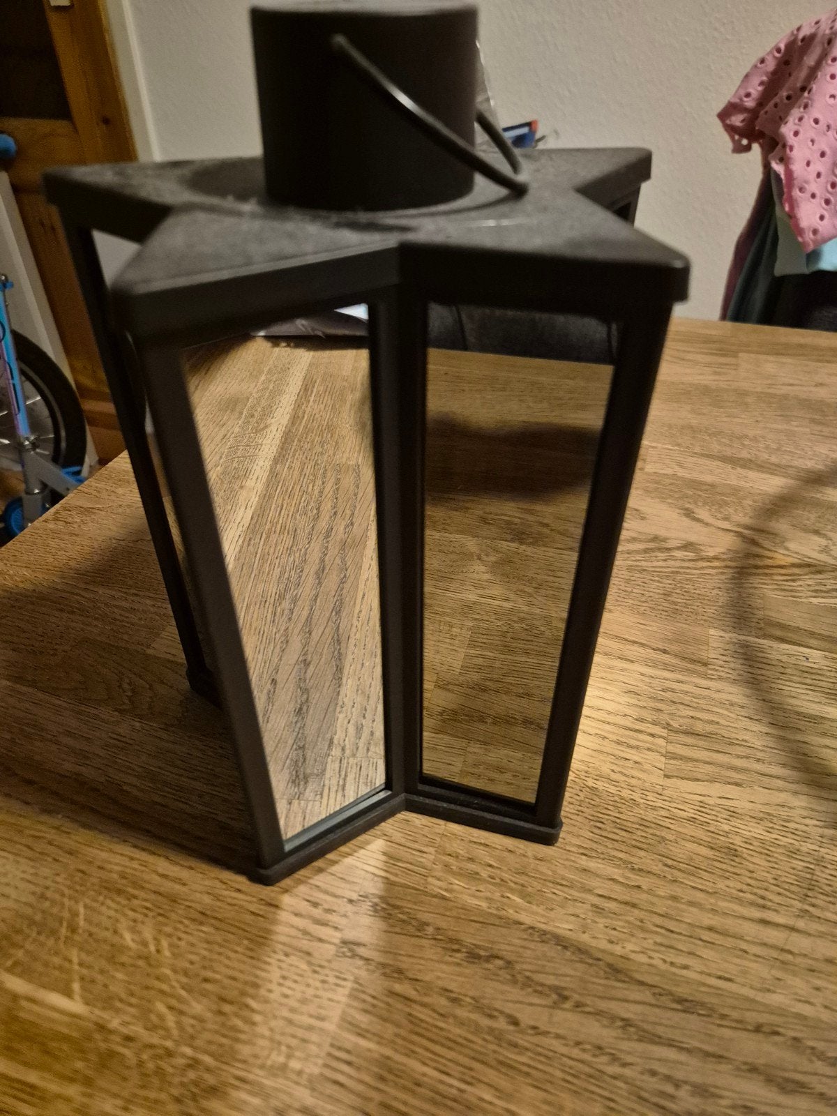 Moderne zwarte lantaarn met LED verlichting, Zwart, Ophalen of Verzenden, Zo goed als nieuw, Metaal