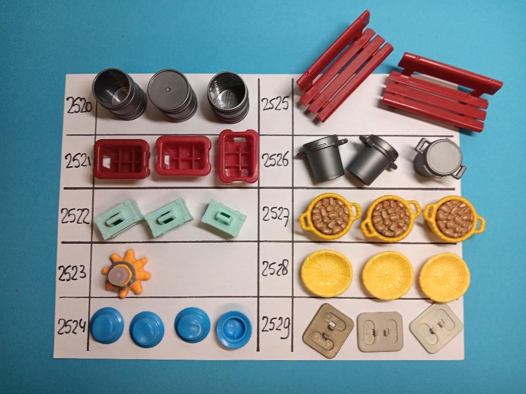 Playmobil Onderdelen 2520-29 Hoed Ton Bank Voetplaat Krat, Verzenden, Gebruikt, Los playmobil