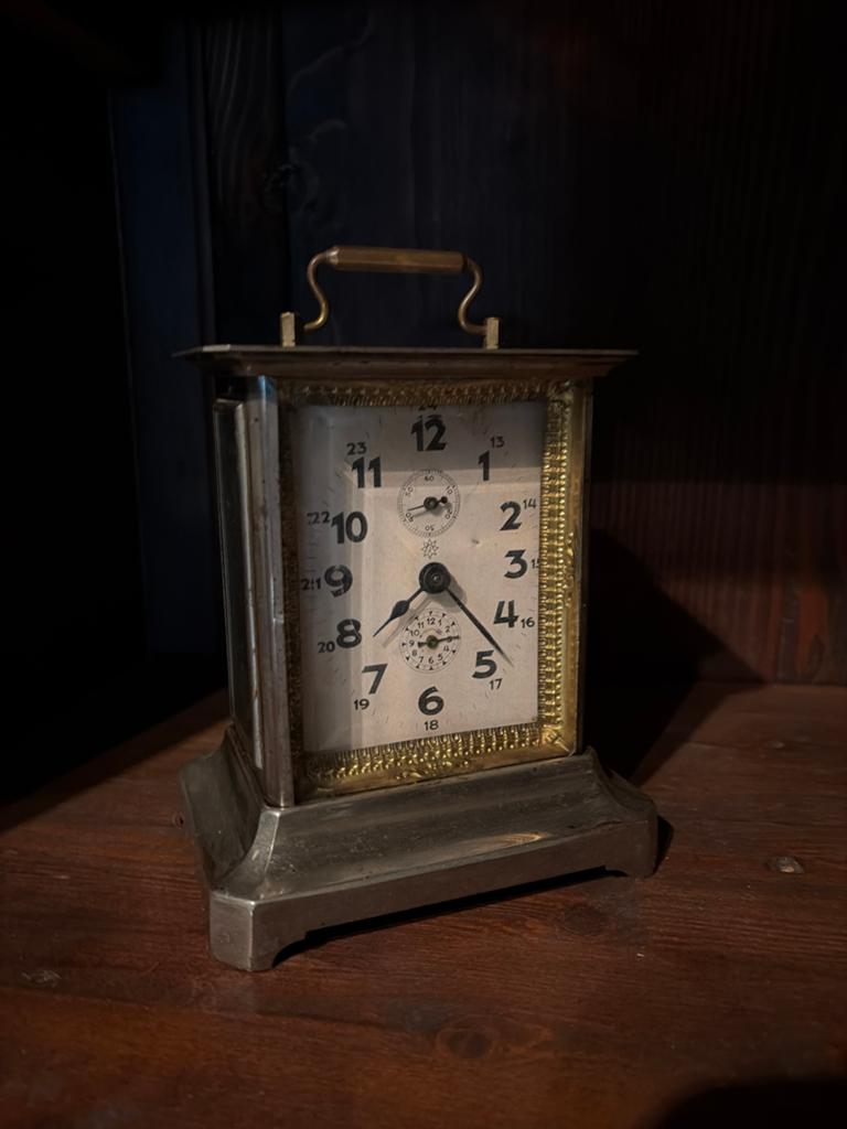 Antieke Duitse Junghans Bell Alarm Koetsklok, Antiek en Kunst, Antiek | Klokken, Ophalen of Verzenden