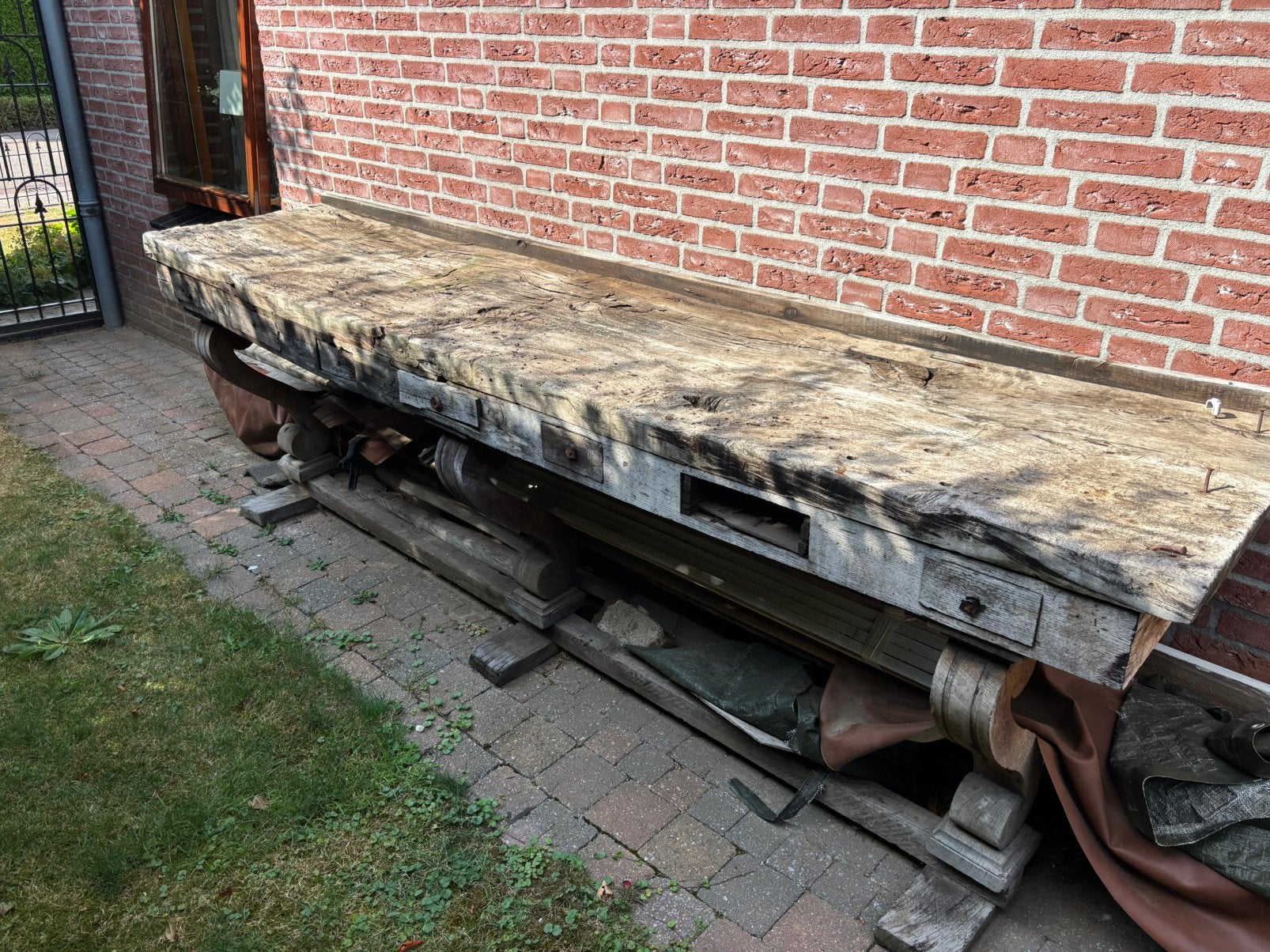 Grote vintage oude werkbank toonbank, Ophalen