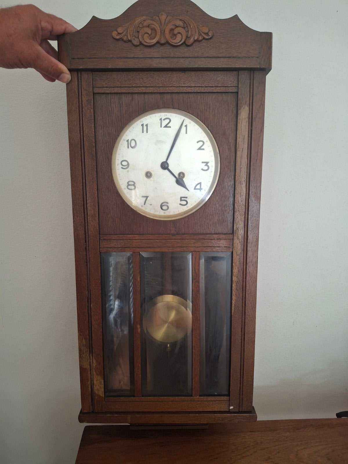 Antieke Divina wandklok met sleutel, werkend, Antiek en Kunst, Ophalen