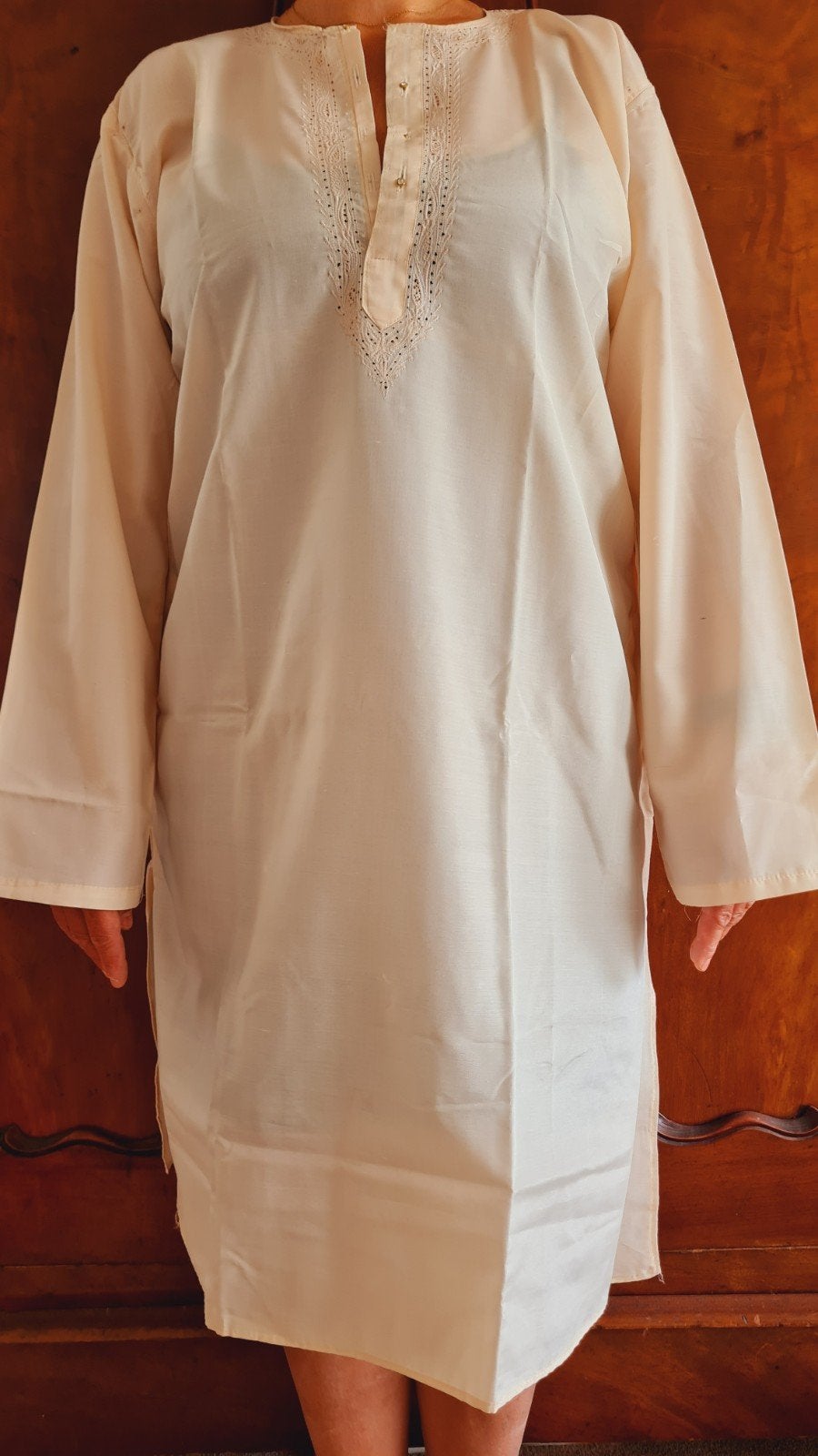 Nieuwe Crème Kurta uit India met shalwar, salwar kameez, Ophalen of Verzenden