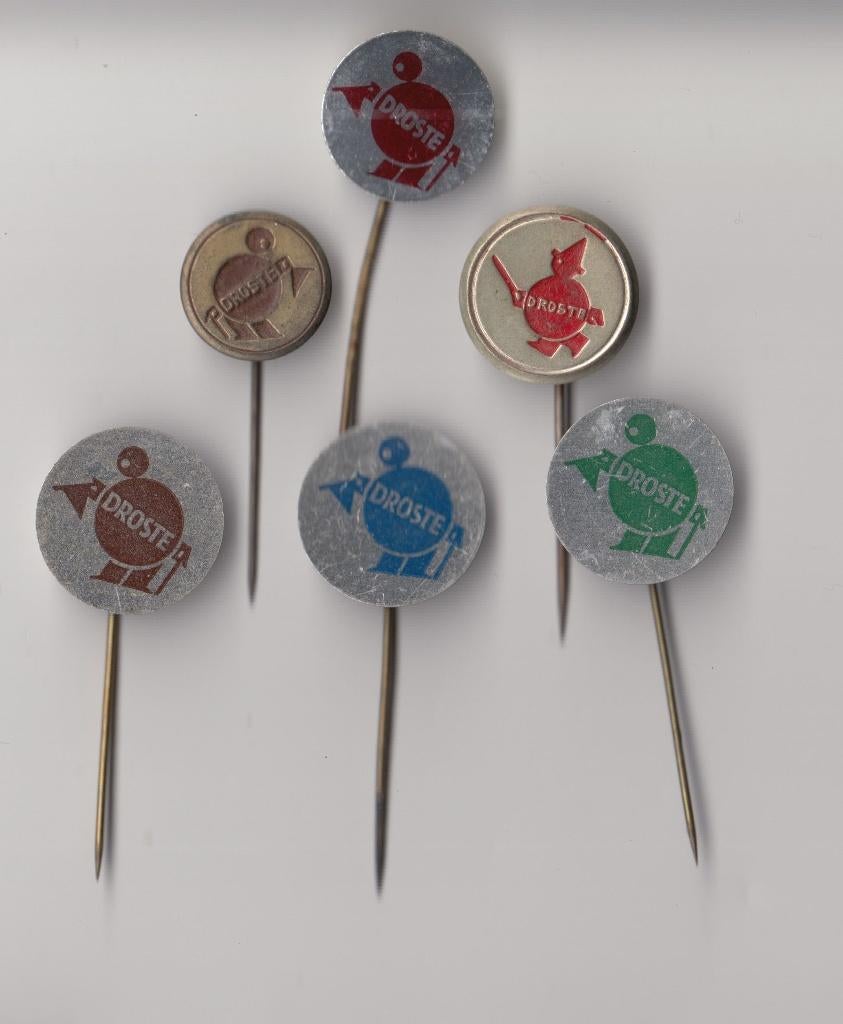 Droste Chocolade Logo speldjes, Gebruikt, Niet vindbaar, Niet vindbaar, Speldje of Pin