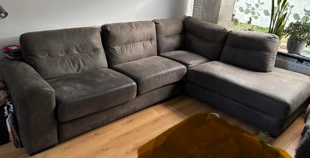 Comfortabele grijze hoekbank - Gebruikt, 250 tot 300 cm, Gebruikt, 100 tot 125 cm, Hoekbank