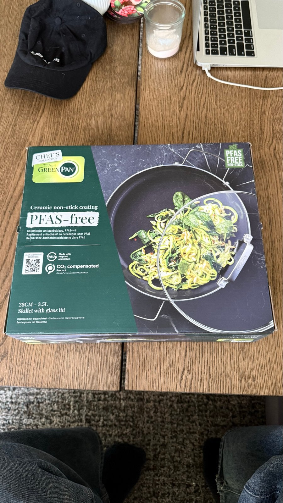 GreenPan PFAS-vrije koekenpan met glazen deksel - 28cm, Ophalen, Nieuw, Overige materialen, Koekenpan of Braadpan