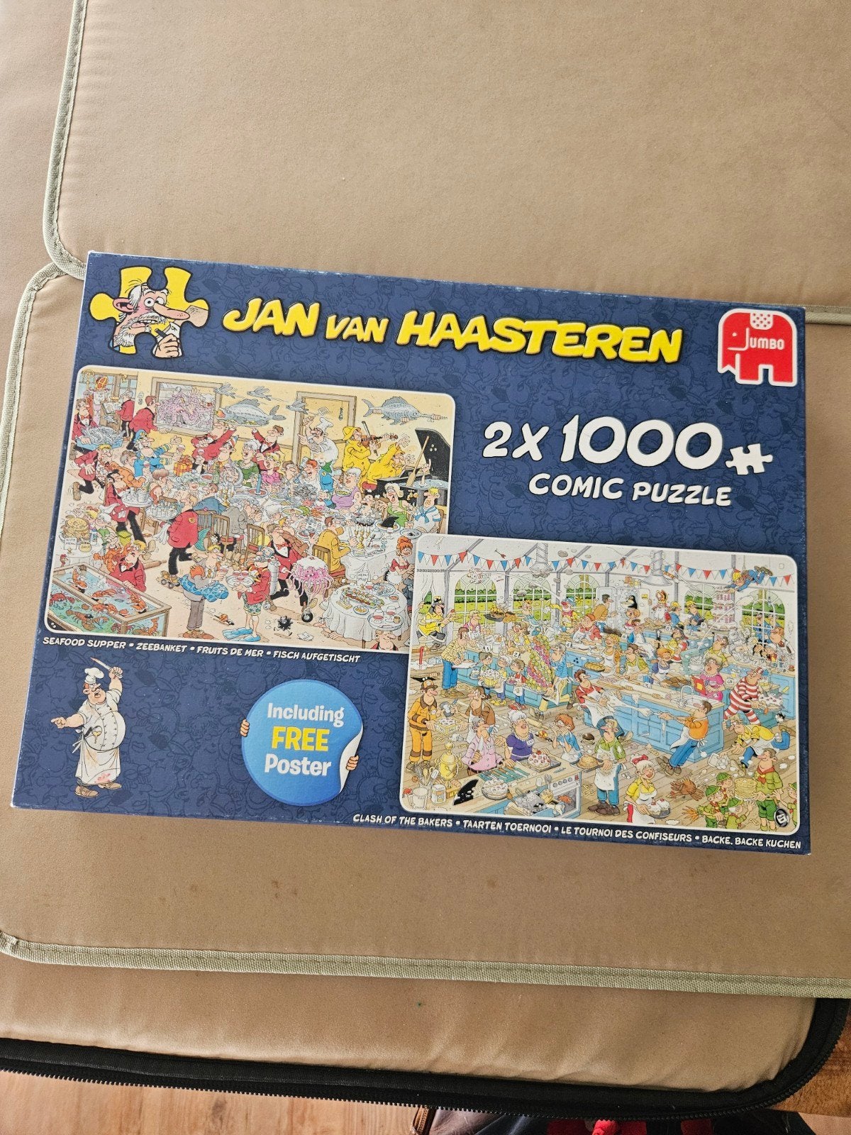 Jan van Haasteren, zeebanket, taartentoernooi, 2x 1000 st, Ophalen, 500 t/m 1500 stukjes, Zo goed als nieuw