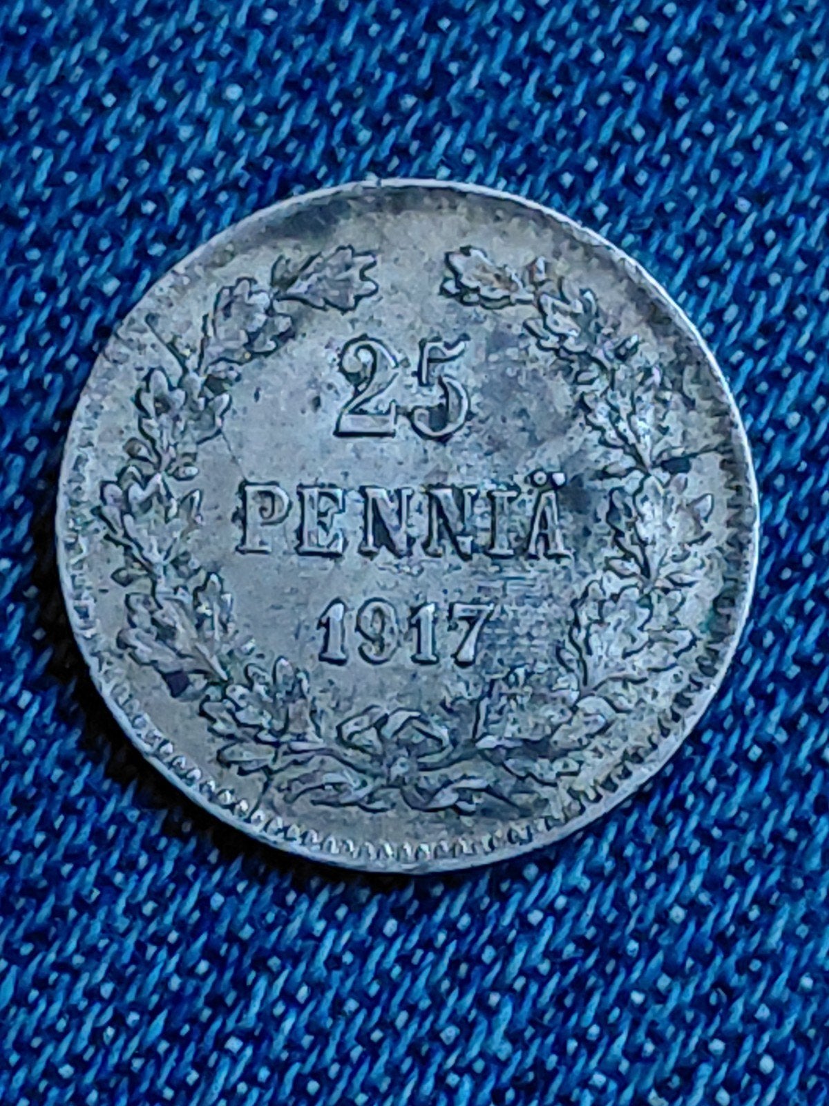 Finland 25 Penniä 1917 zonder kroon - Zilver, Verzenden, Overige landen, Losse munt, Zilver