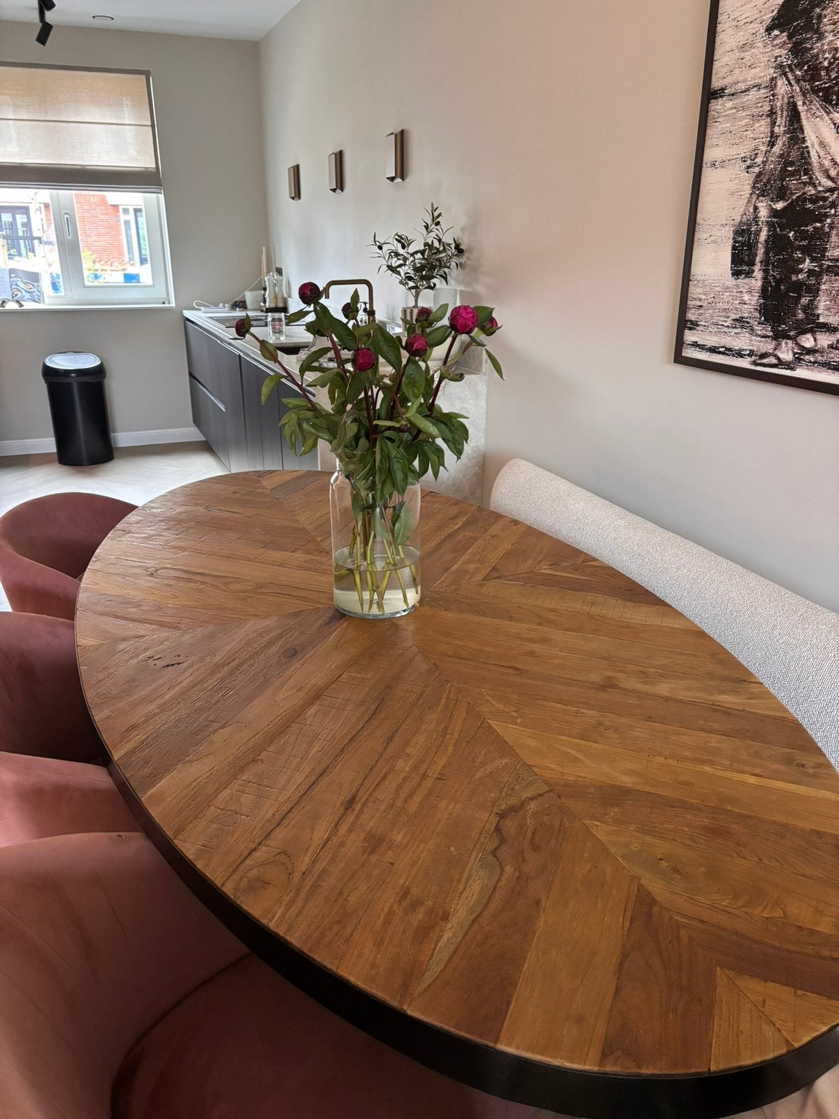 Prachtige ovale teak houten eettafel - Zitmaxx, Huis en Inrichting, Tafels | Eettafels, Zo goed als nieuw, 100 tot 150 cm, 200 cm of meer