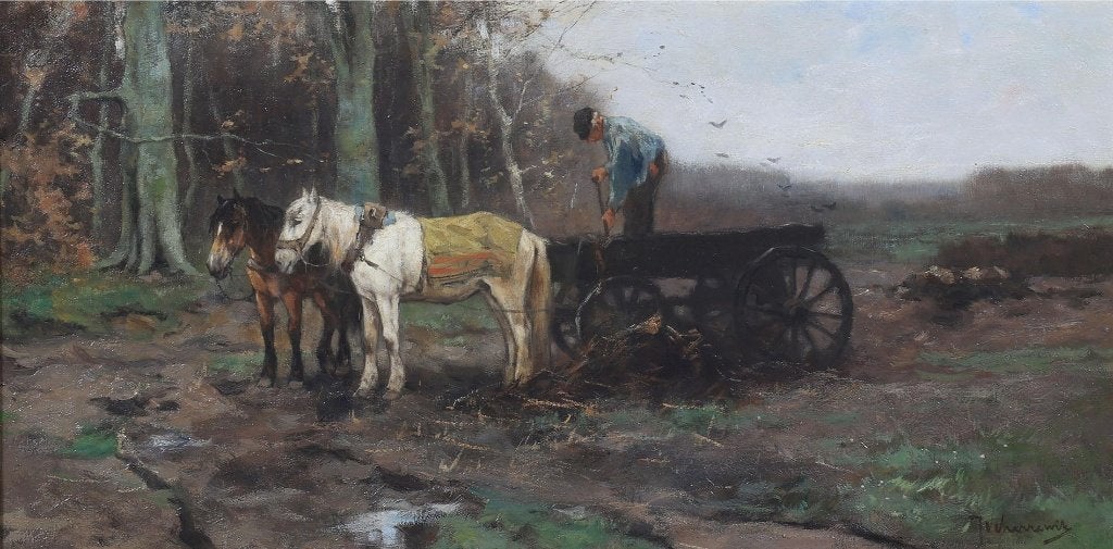 Schilderij Johan Frederik Cornelis Scherrewitz, Ophalen, Doek, Impressionistisch, Landschap
