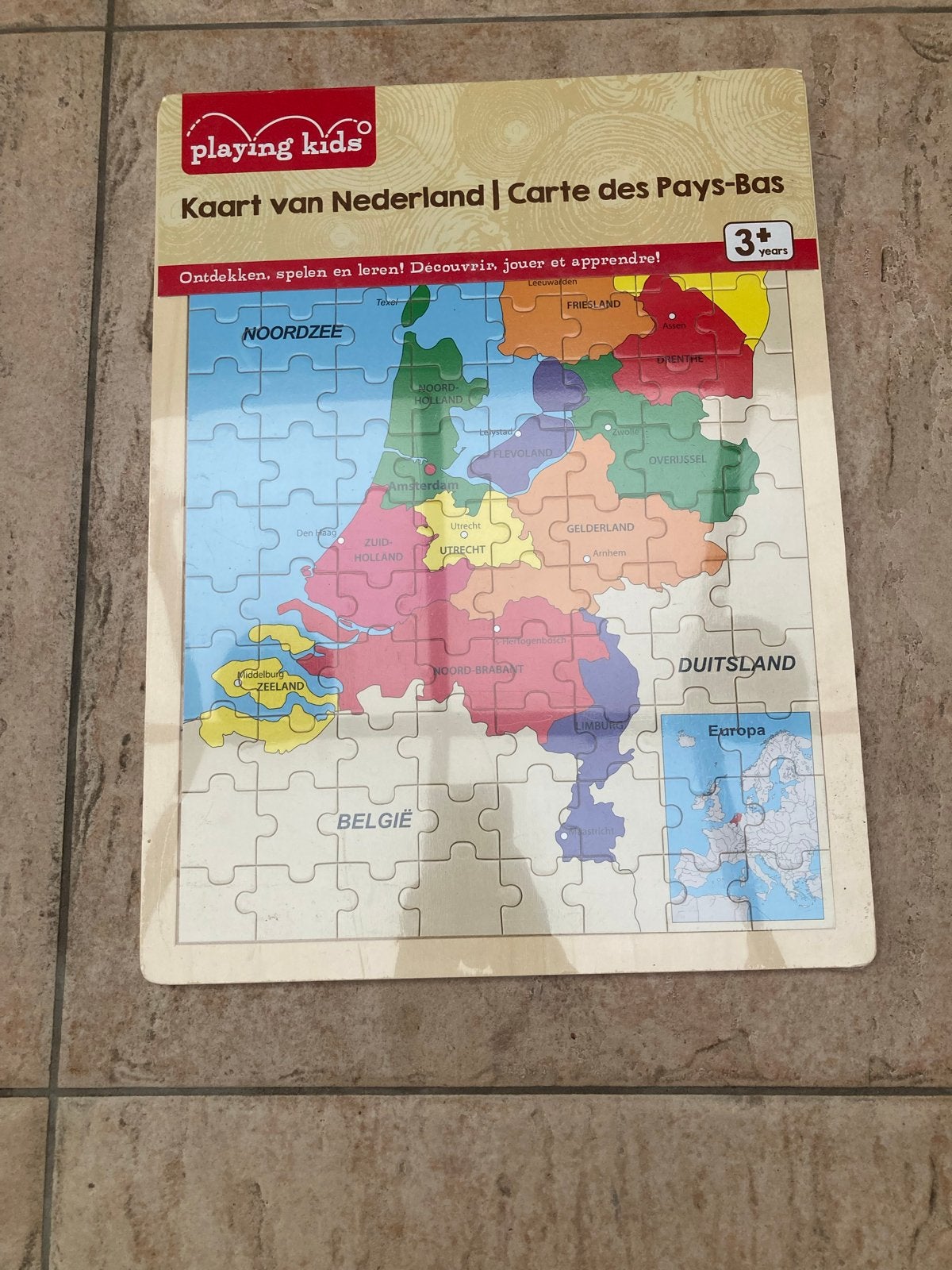 Houten Nederland kaartpuzzel - Ontdek en leer!, Ophalen of Verzenden, Gebruikt, Overige typen