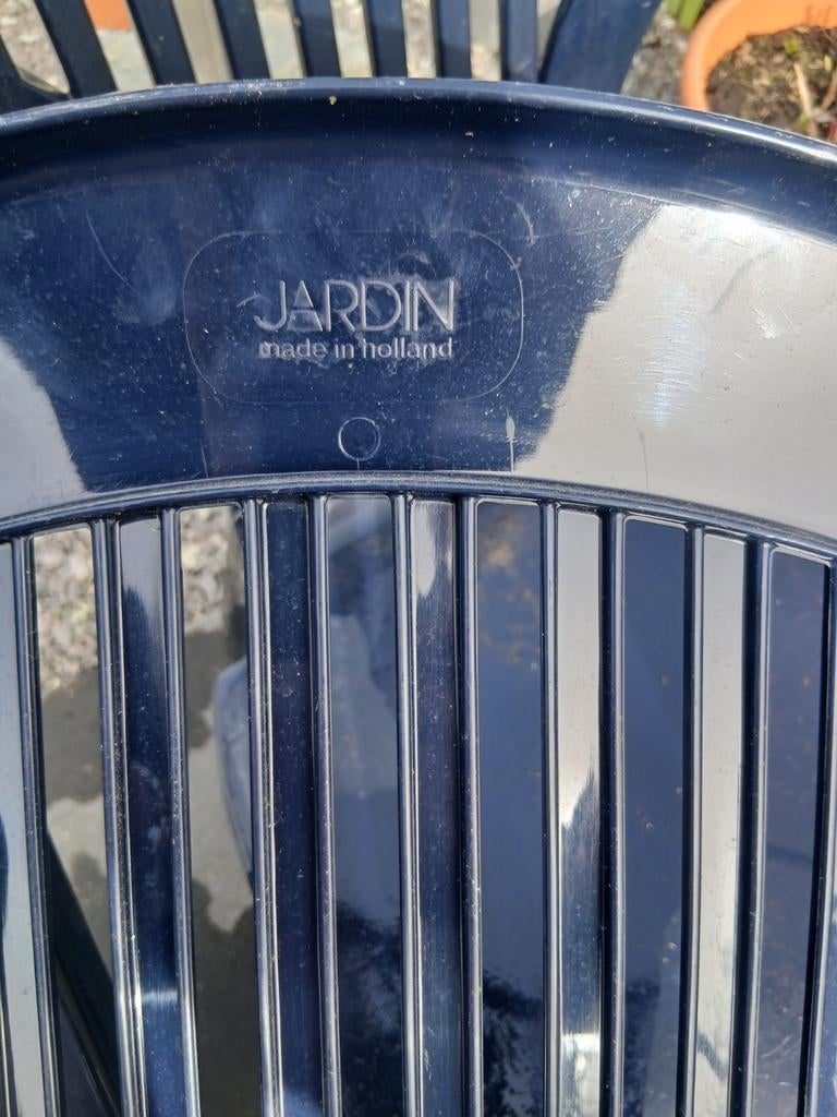 4x Jardin tuinstoelen, donkerblauw, Made in Holland, Ophalen, Zo goed als nieuw, Kunststof
