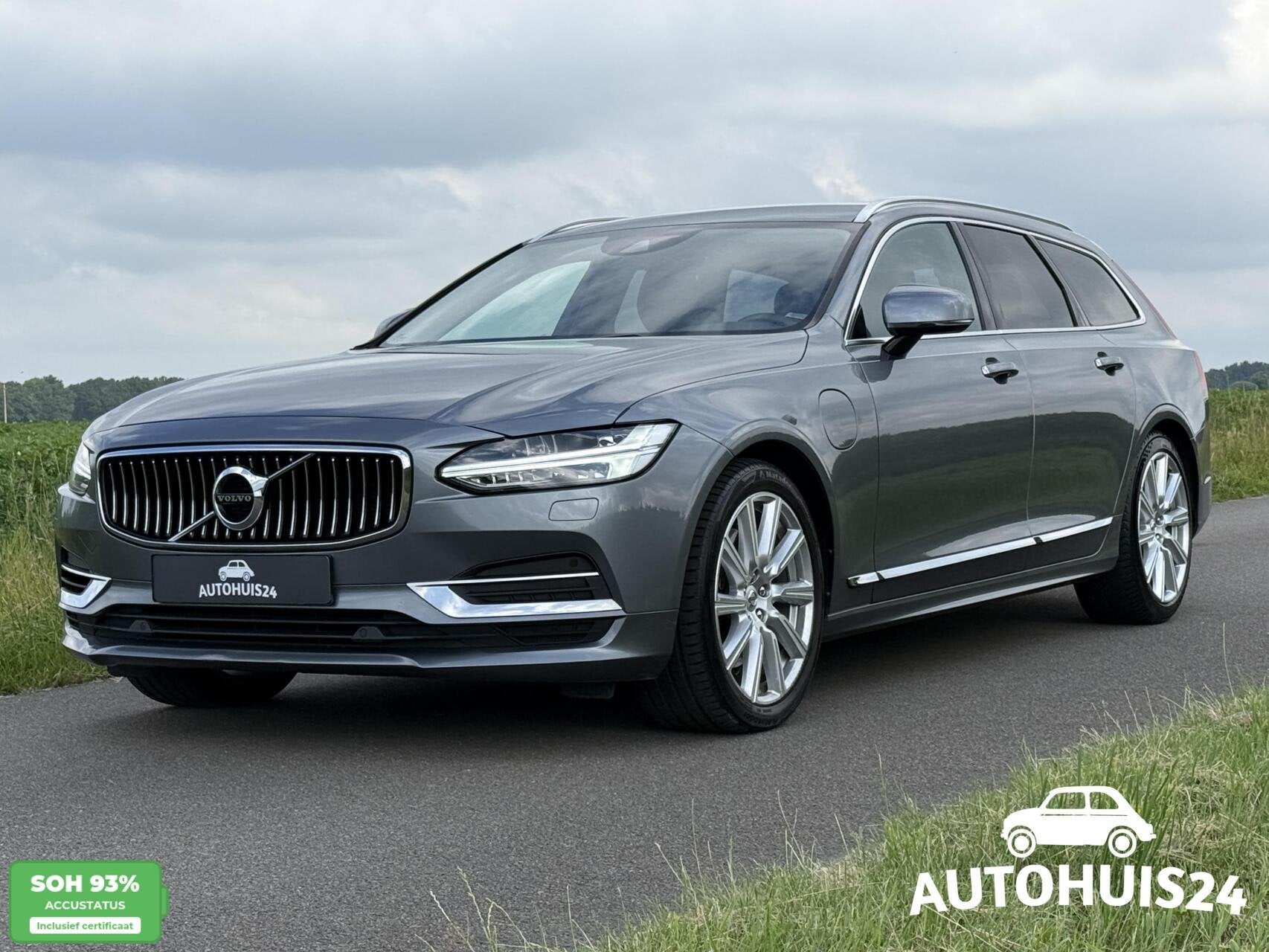 Volvo V90 2.0 T8 AWD Inscription 390pk Trekhaak|LED|19"|Lede, Auto's, Volvo, Automaat, Dealer onderhouden, Bluetooth, Hybride Elektrisch/Benzine