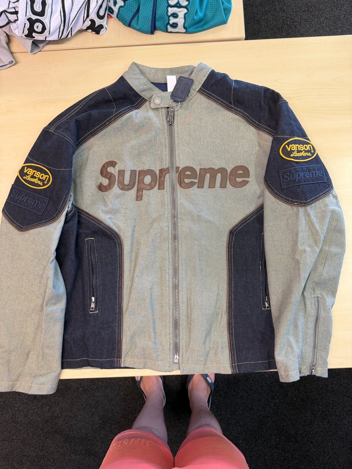 Supreme Vanson Leathers Denim Cordura Jacket XL, Ophalen of Verzenden, Nieuw, Maat 56/58 (XL), Blauw