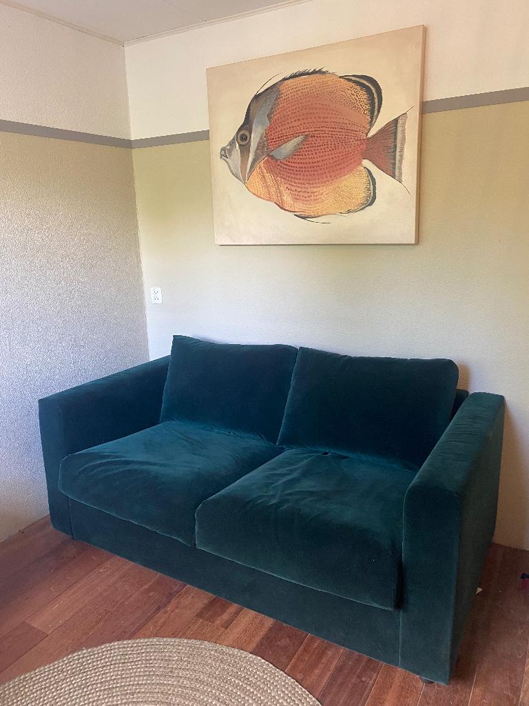 Vimle Ikea tweezits bank, groen velvet, Ophalen, 150 tot 200 cm, Tweepersoons, 75 tot 100 cm
