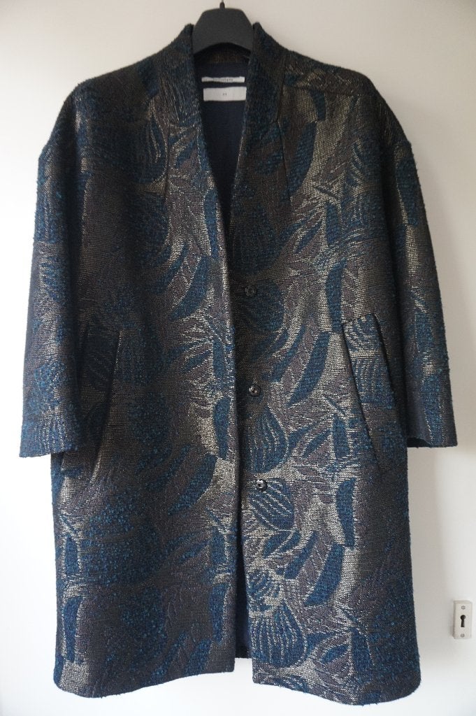 Pomandère jas blauw bruin goud maat 42 - oversized coat wol, Kleding | Dames, Pomandère, Bruin, Maat 42/44 (L), Ophalen of Verzenden
