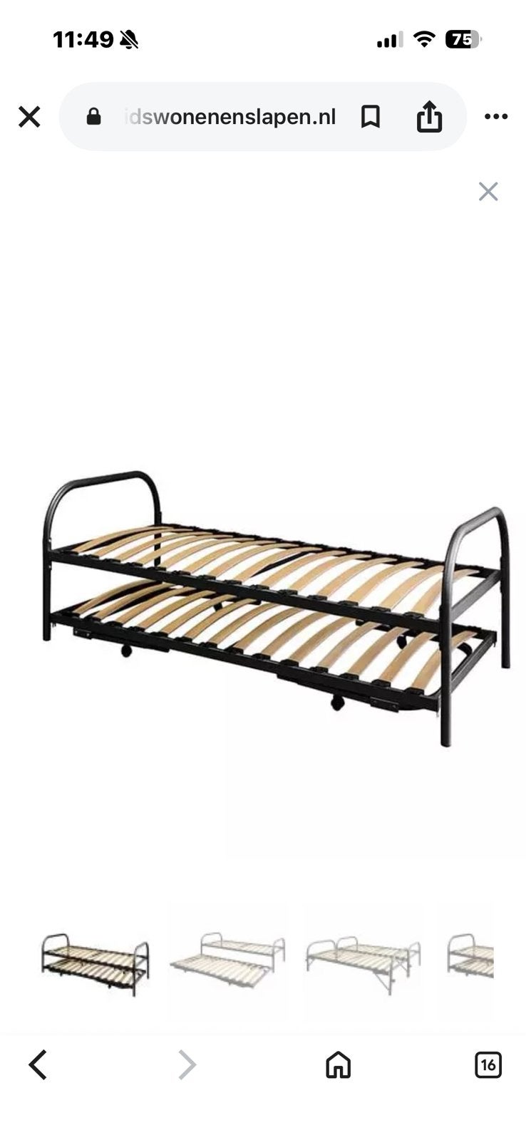 Onderschuif bed, Ophalen, 90 cm, Eenpersoons, 200 cm