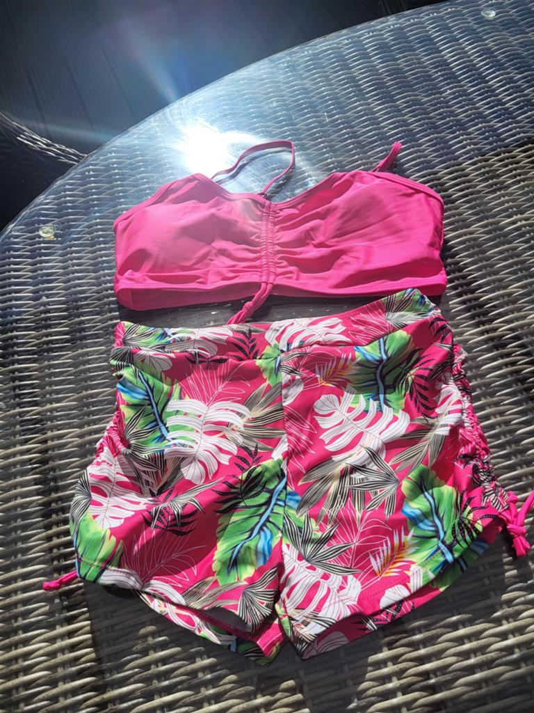 Roze bikini met tropische print shorts, maat L, Ophalen of Verzenden, Nieuw, Roze, Bikini