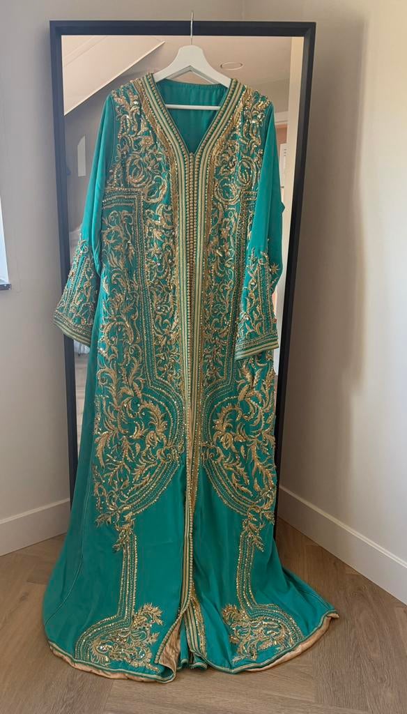 Marokkaanse jurk essie dress takchita, maat M/L - als nieuw, Maat 38/40 (M), Overige typen, Blauw, Ophalen of Verzenden