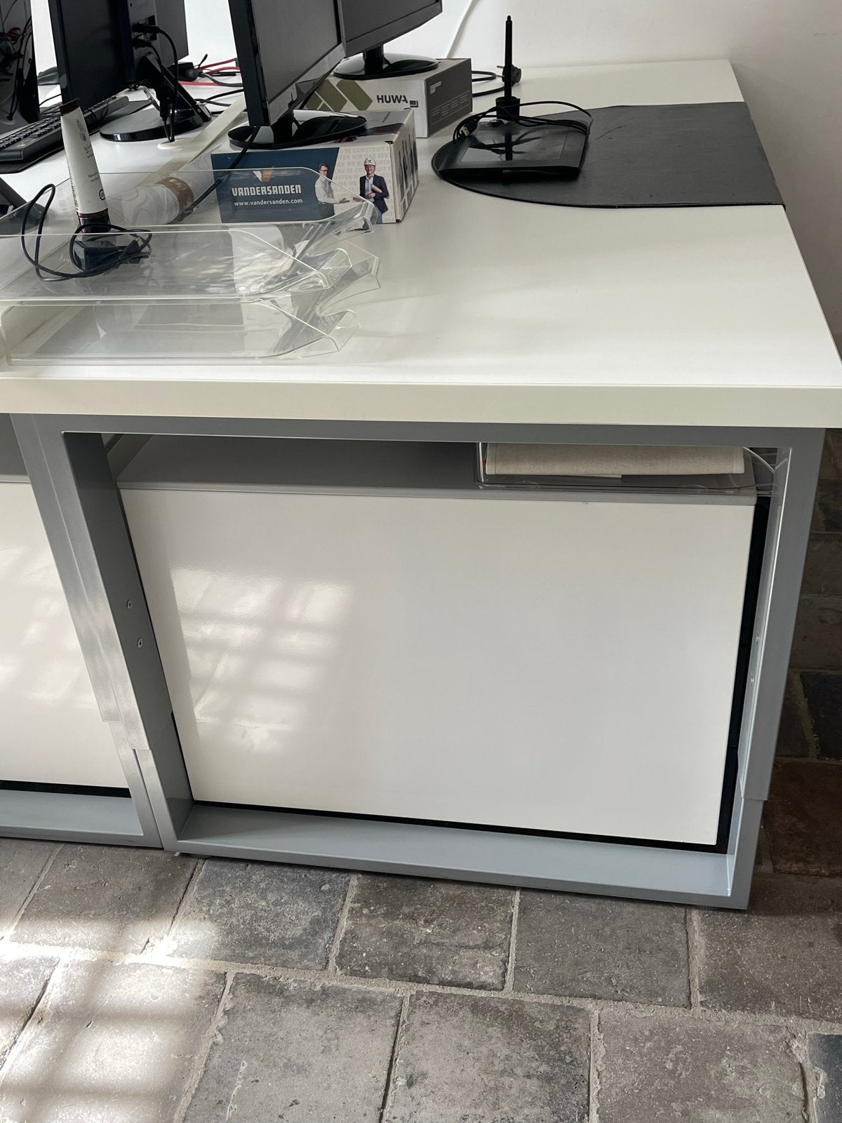 2x Wit Bureau Model Ring, Ophalen, Overige typen, Gebruikt, Spaanplaat of MDF