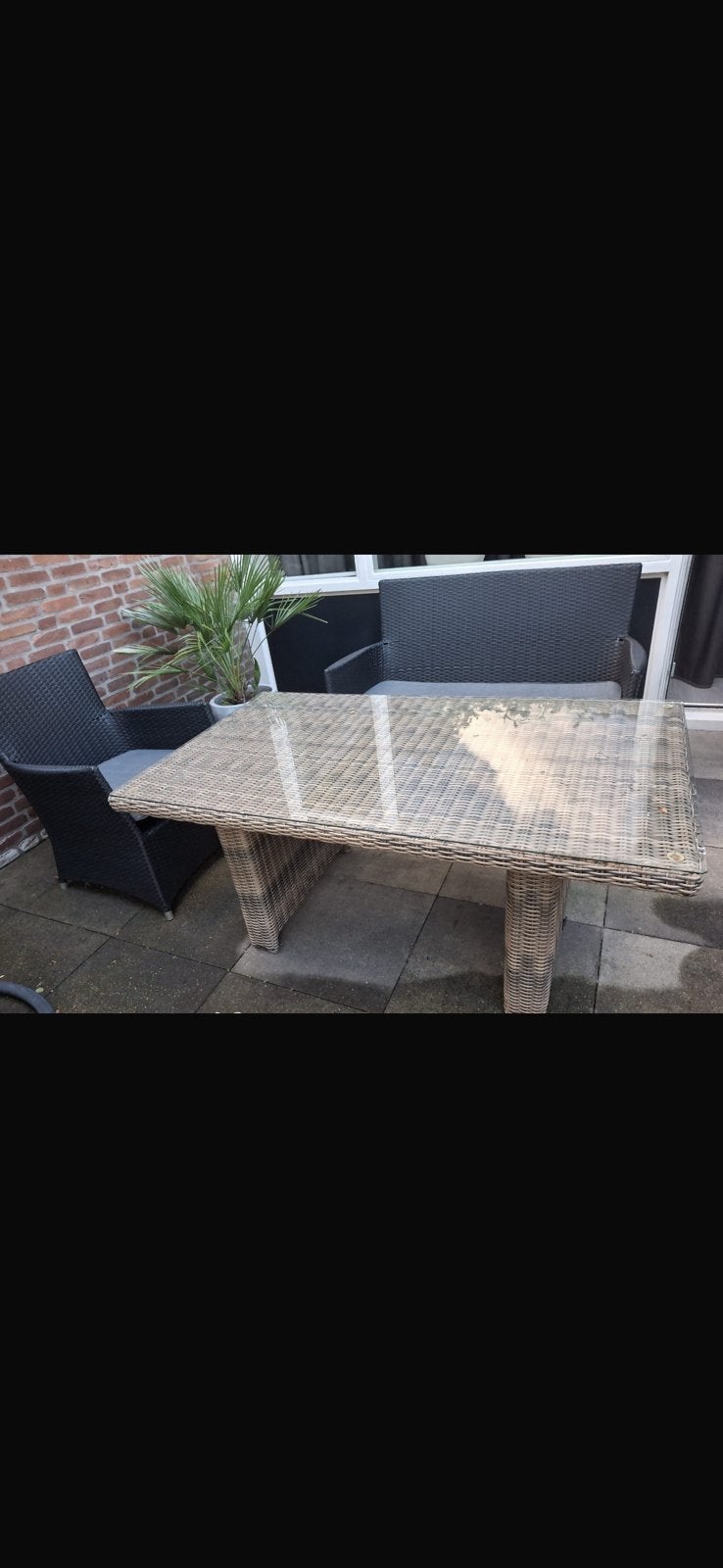 Tuinset bank stoel tafel, Tuin en Terras, Ophalen, Zo goed als nieuw, Rechthoekig, Aluminium