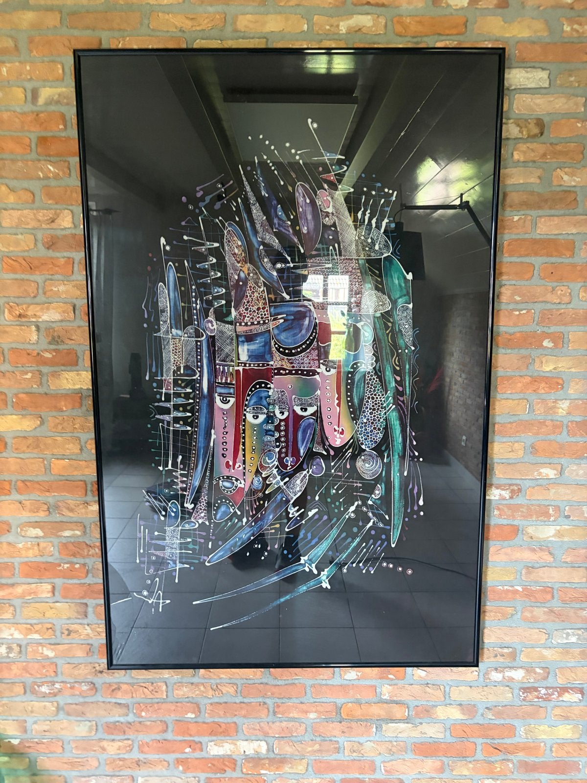Abstract Kunstwerk met Levendige Kleuren en Afrikaanse Invlo, Ophalen of Verzenden