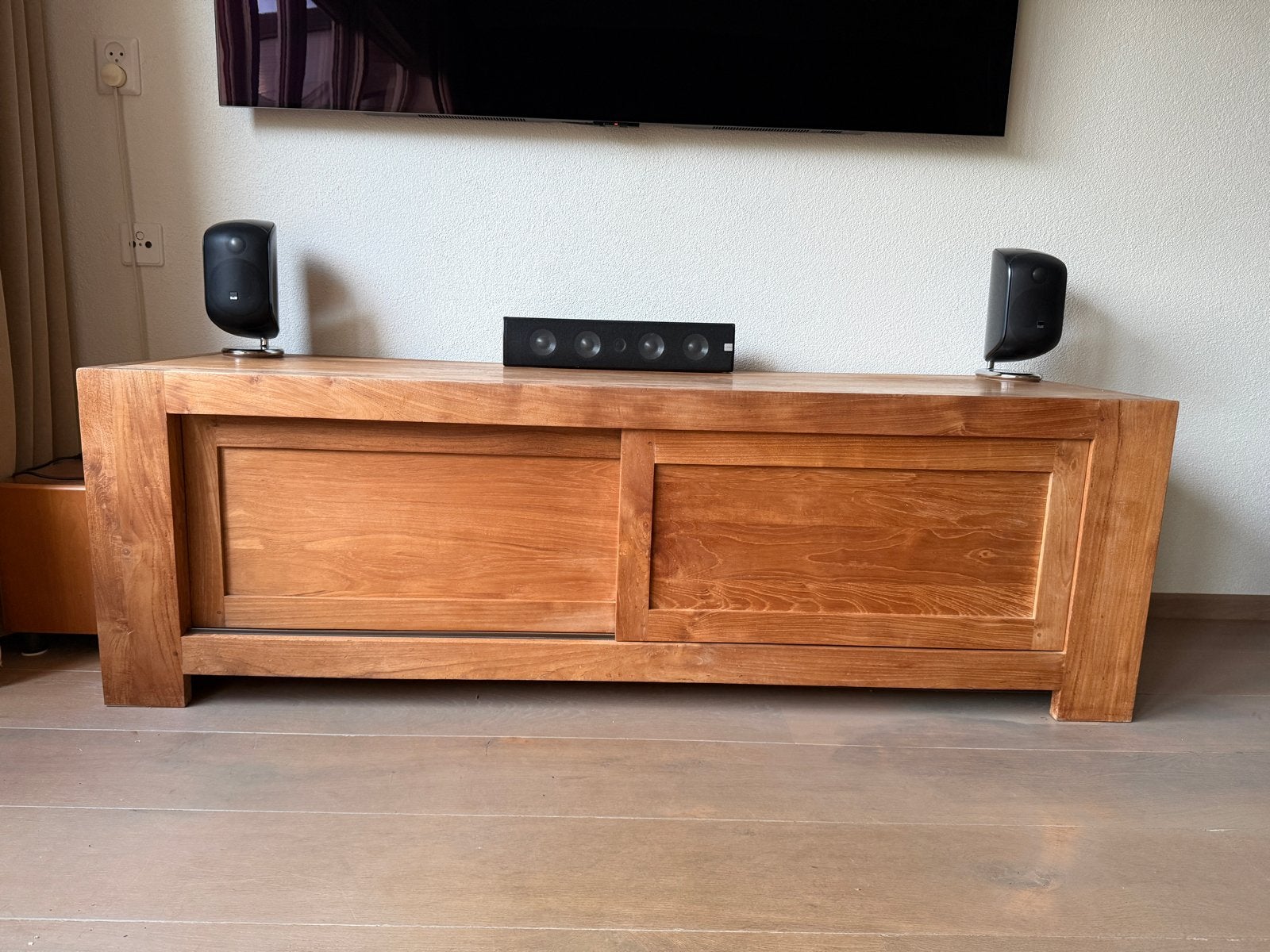 Massief Teakhouten TV Meubel - Het Kabinet Bunnik, Ophalen, Gebruikt, 150 tot 200 cm, Teakhout