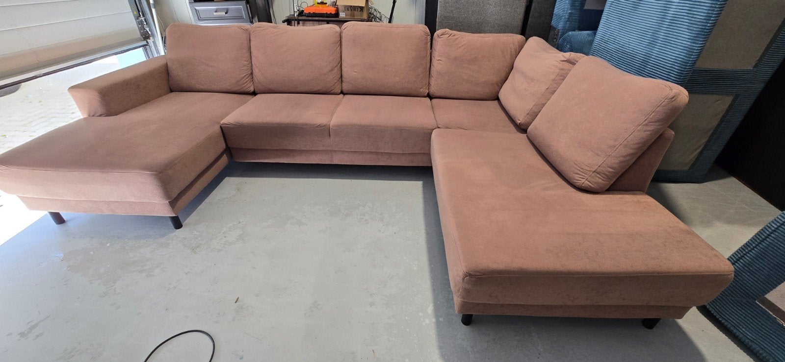 U-bank Zitmax bruin, 3 delen, uitwasbaar, zgan, 300 cm of meer, Ophalen of Verzenden, Zo goed als nieuw, Onbekend