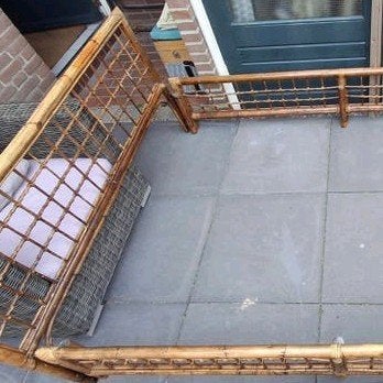 Jaren '70 Rotan Bedframe - Eclectische Slaapkamer, Gebruikt, Bruin, Bohemian, eclectisch, Twijfelaar