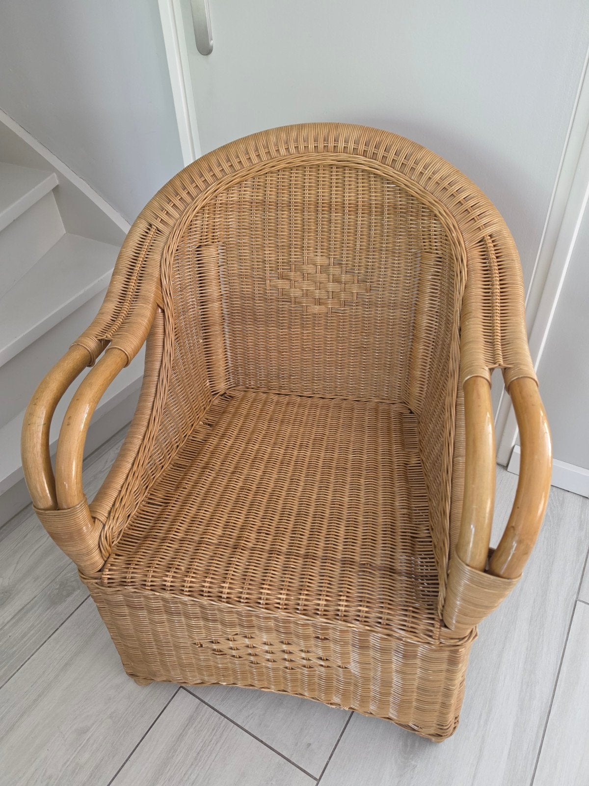 Rieten stoel, Huis en Inrichting, Stoelen, Ophalen, Gebruikt, Bruin, Riet of Rotan