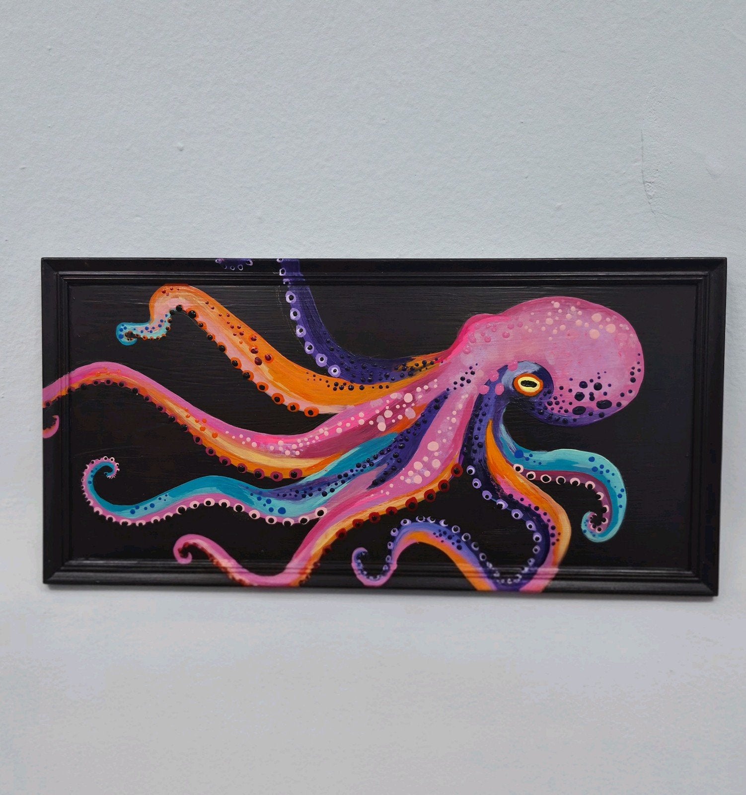 Handbeschilderd octopus schilderij, Antiek en Kunst, Kunst | Schilderijen | Abstract, Ophalen of Verzenden