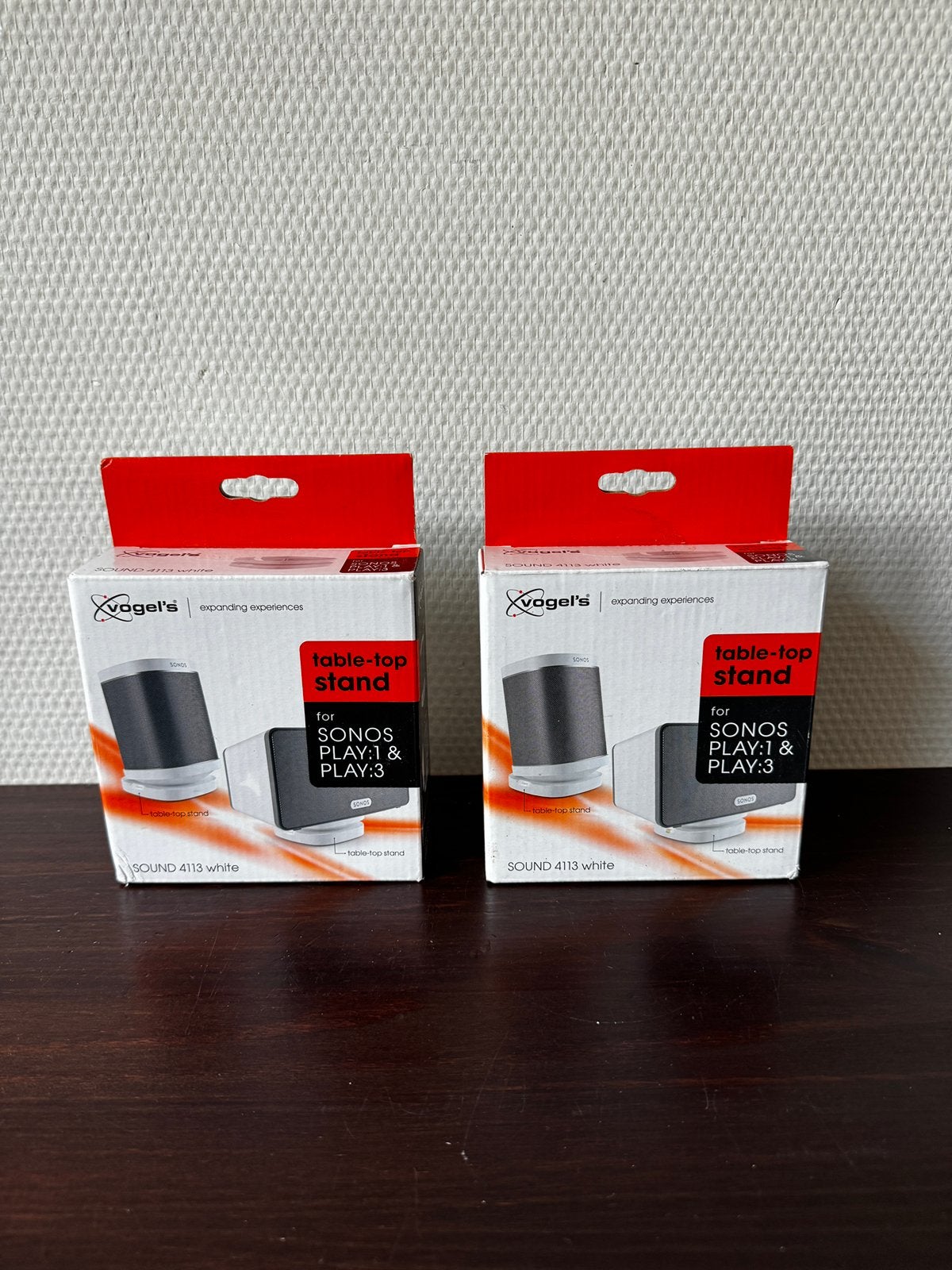 2x Vogel's Table Top Stand Sonos Play 1 en 3, 4113 White, Ophalen of Verzenden, Zo goed als nieuw