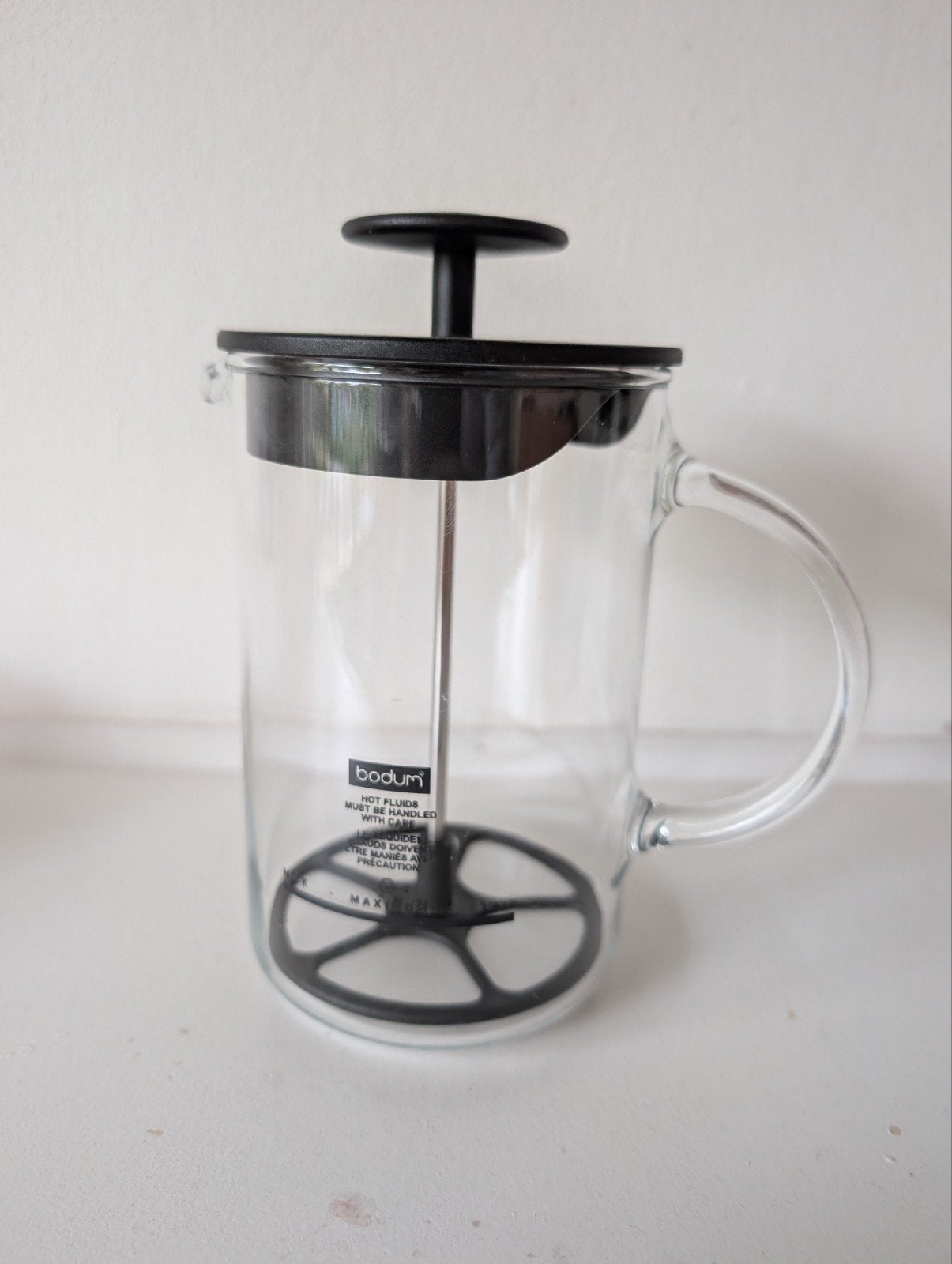 Bodum glazen melkopschuimer, Huis en Inrichting, Ophalen, Bodum, Zo goed als nieuw, Zwart