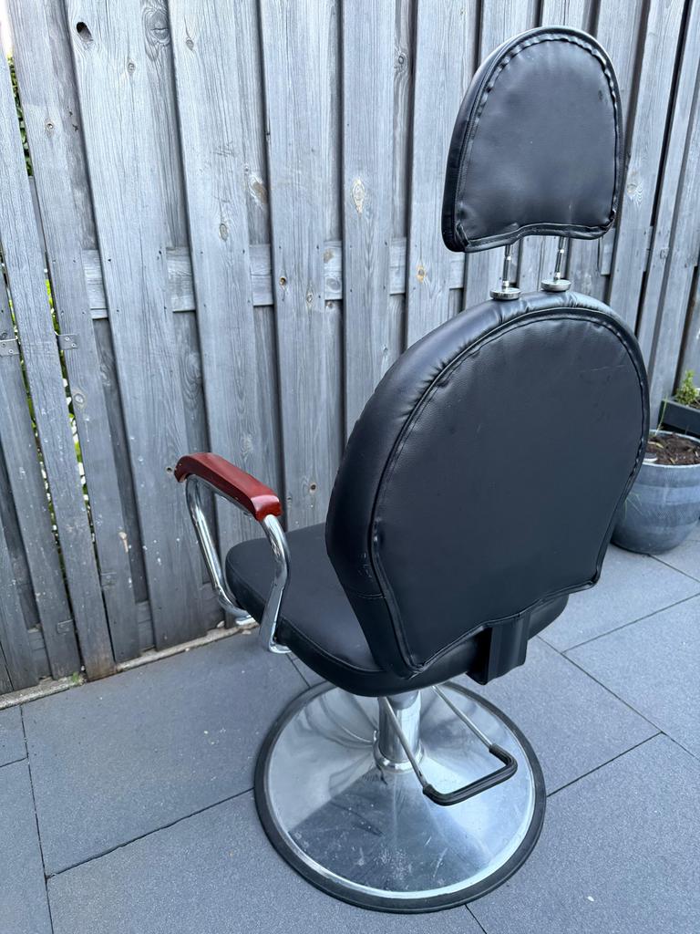 kappersstoel, Gebruikt, Zwart, Leer, Ophalen of Verzenden