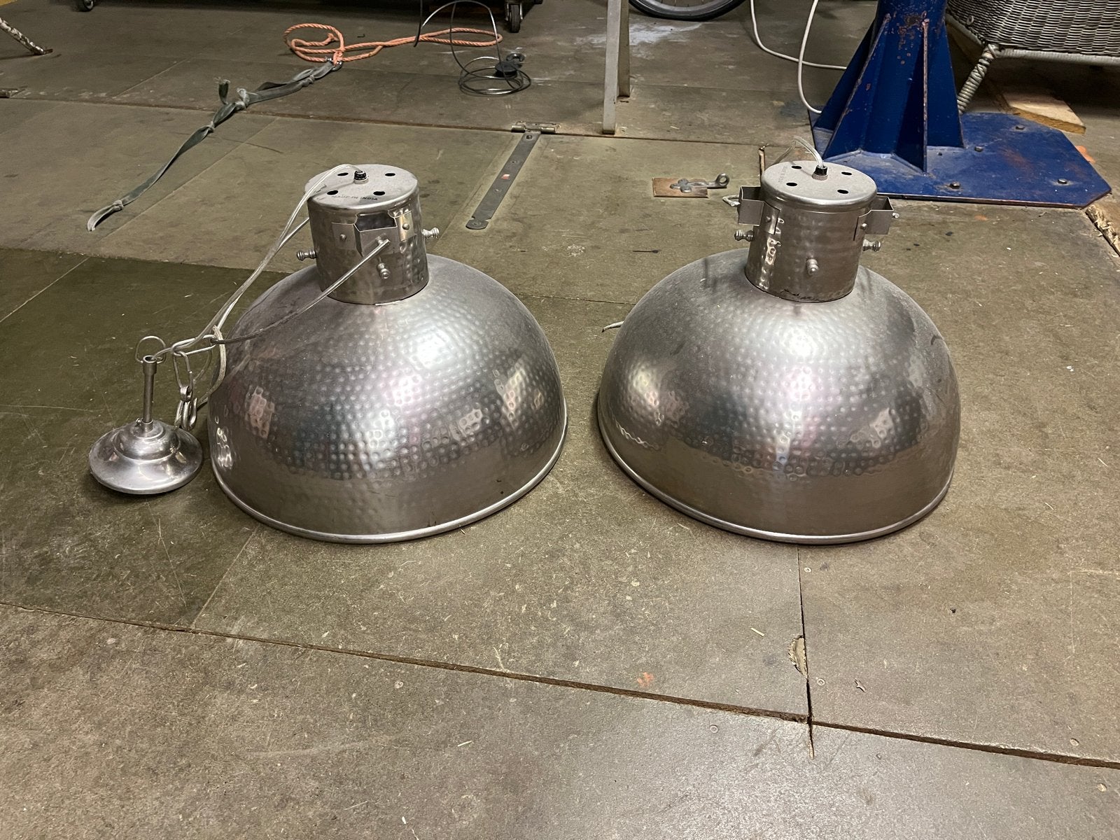 Set van 2 Indiase Hanglampen - Metaal, Ophalen, 50 tot 75 cm, Zo goed als nieuw, Metaal