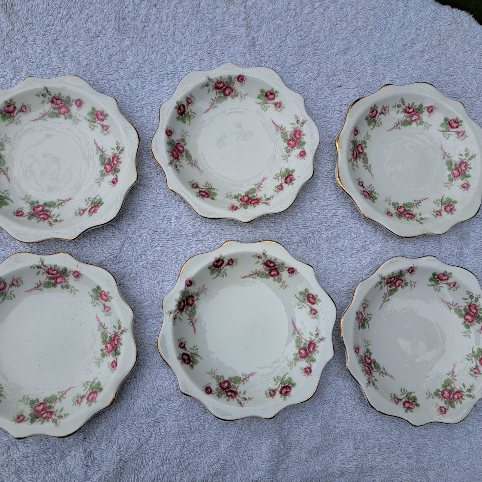 Set van 6 Vintage Richmond Porseleinen Schotels met Rozen, Ophalen of Verzenden