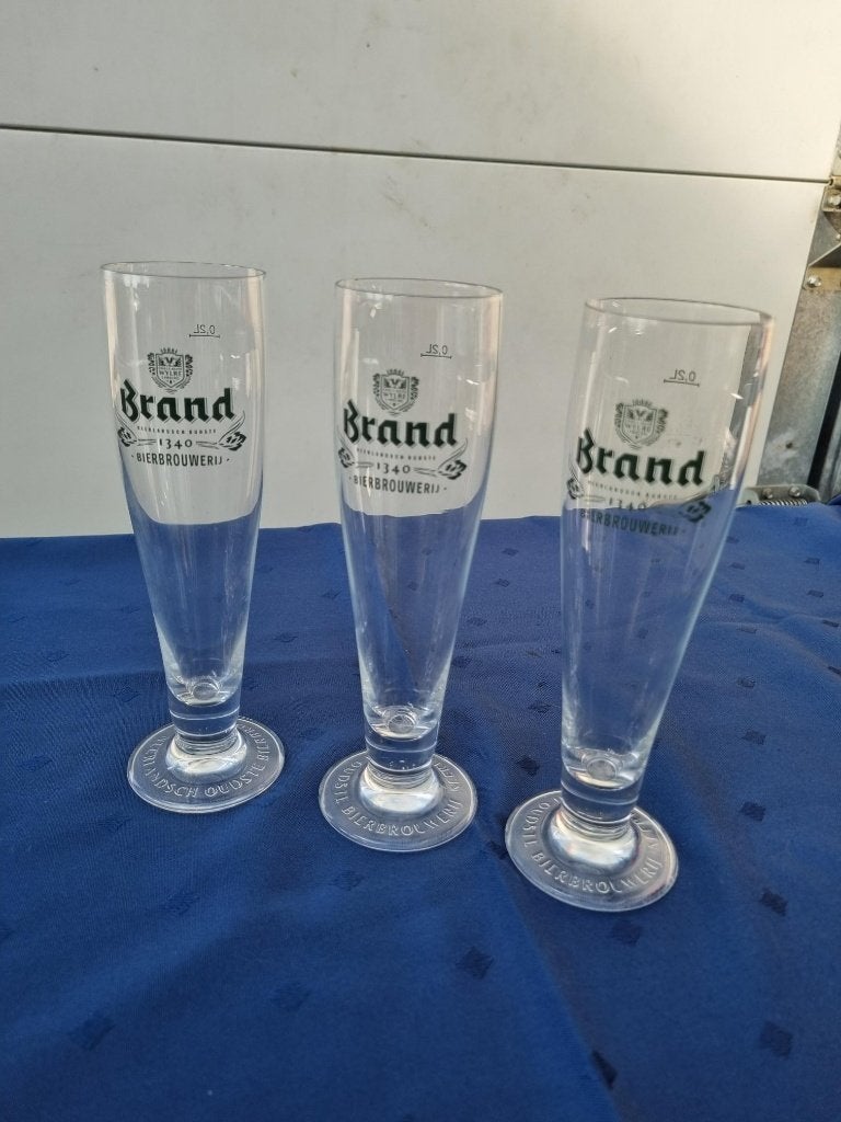 Te koop: Bierglazen Brand Wielderke 40 stuks in krat, Verzamelen, Ophalen, Zo goed als nieuw, Glas of Glazen, Brand