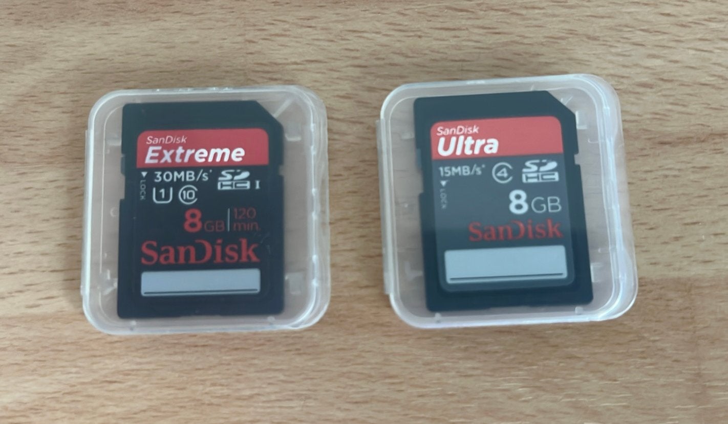Twee stuks SD geheugenkaarten 8 GB, Audio, Tv en Foto, Ophalen of Verzenden, Zo goed als nieuw, SD, Fotocamera