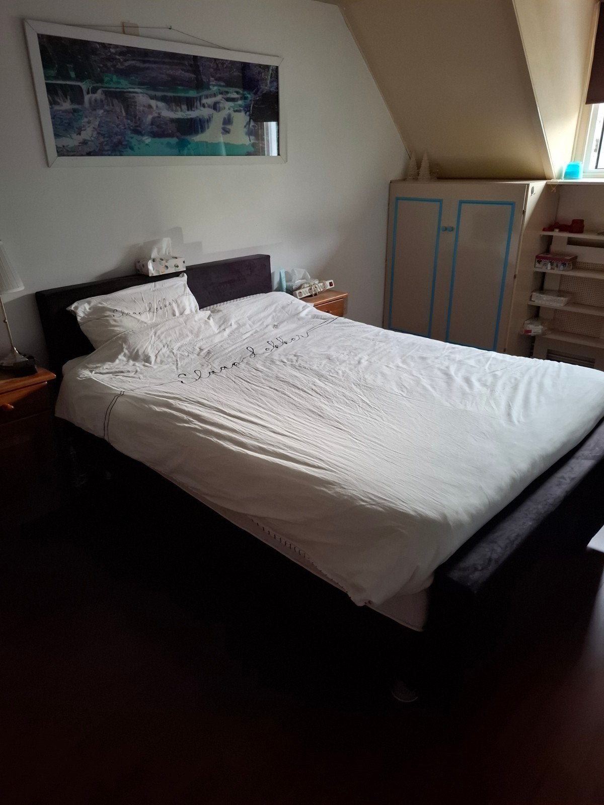 te koop boxspring, Ophalen, Zwart, Tweepersoons, 140 cm