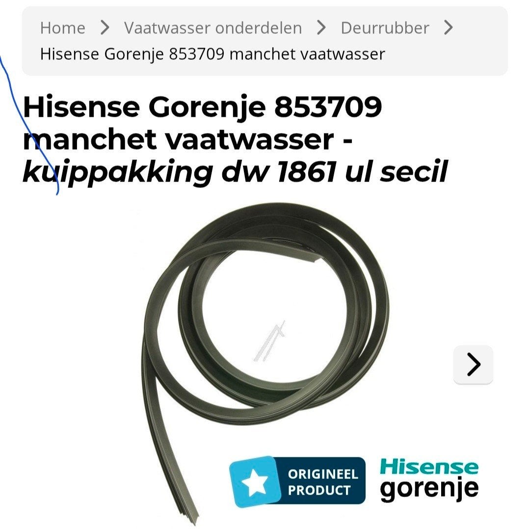Rubberen afdichting vaatwasser (oa ATAG), Ophalen of Verzenden, Nieuw