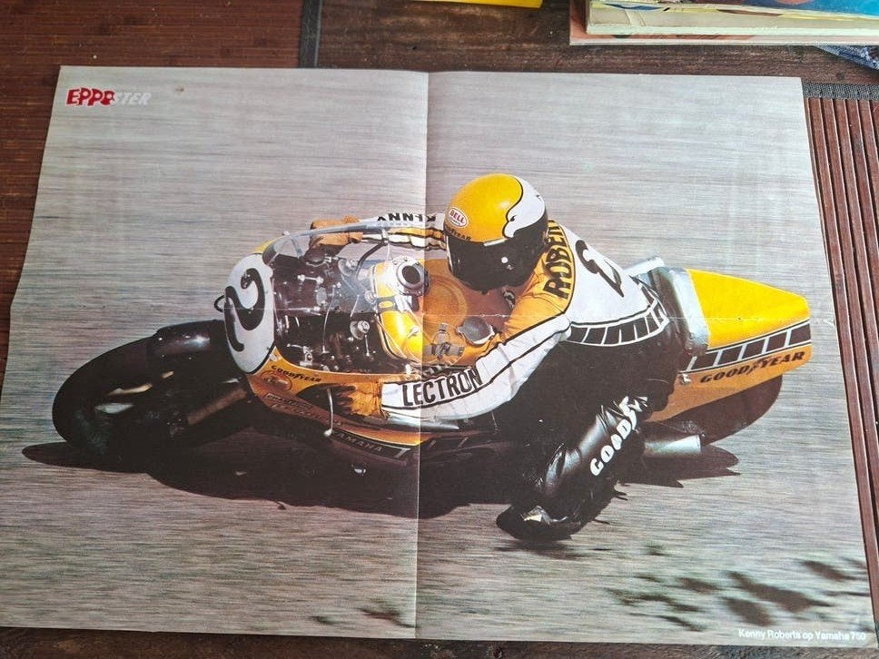 Vintage Motor Poster: Kenny Roberts op Yamaha 750, Ophalen of Verzenden, Yamaha