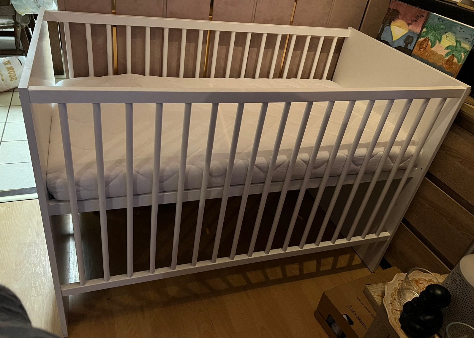 Wit ledikant met nieuw matras, Ophalen, Gebruikt, Ledikant