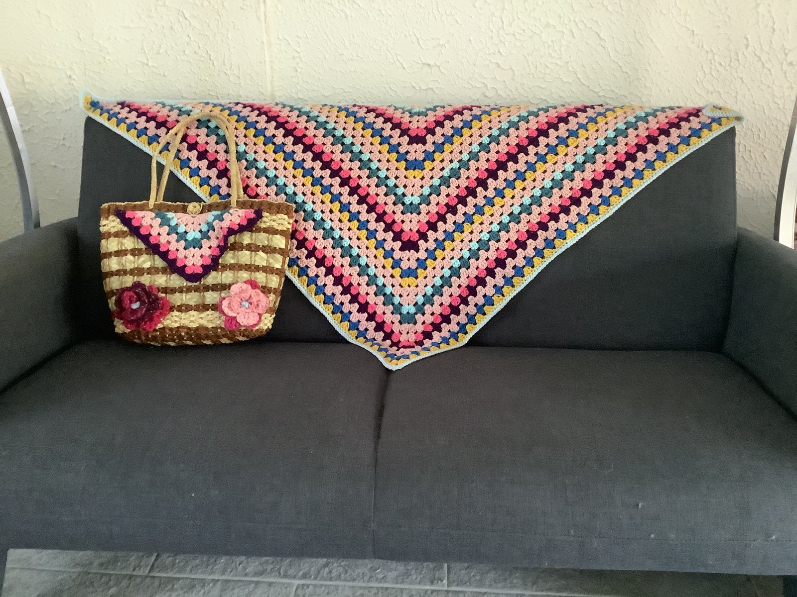 Omgehaakte rieten tas. Stola, Ophalen of Verzenden, Nieuw, Haken, Wol of Garen