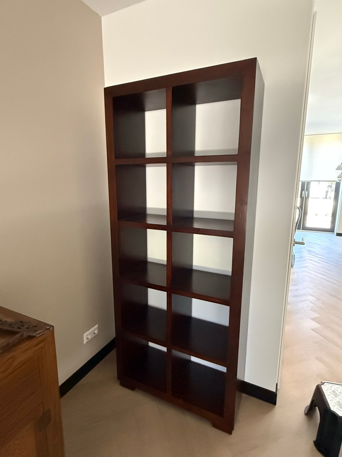 Mooie houten boekenkast met 10 vakken, Ophalen, Met plank(en), Gebruikt, 200 cm of meer