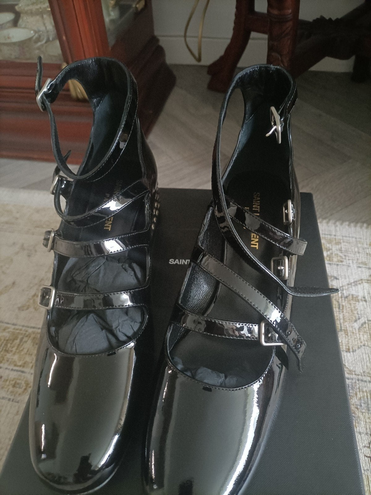 Saint Laurent Mary Jane Pumps Zwart Lakleer Maat 39, Kleding | Dames, Schoenen, Zwart, Nieuw, Saint Laurent, Ophalen of Verzenden