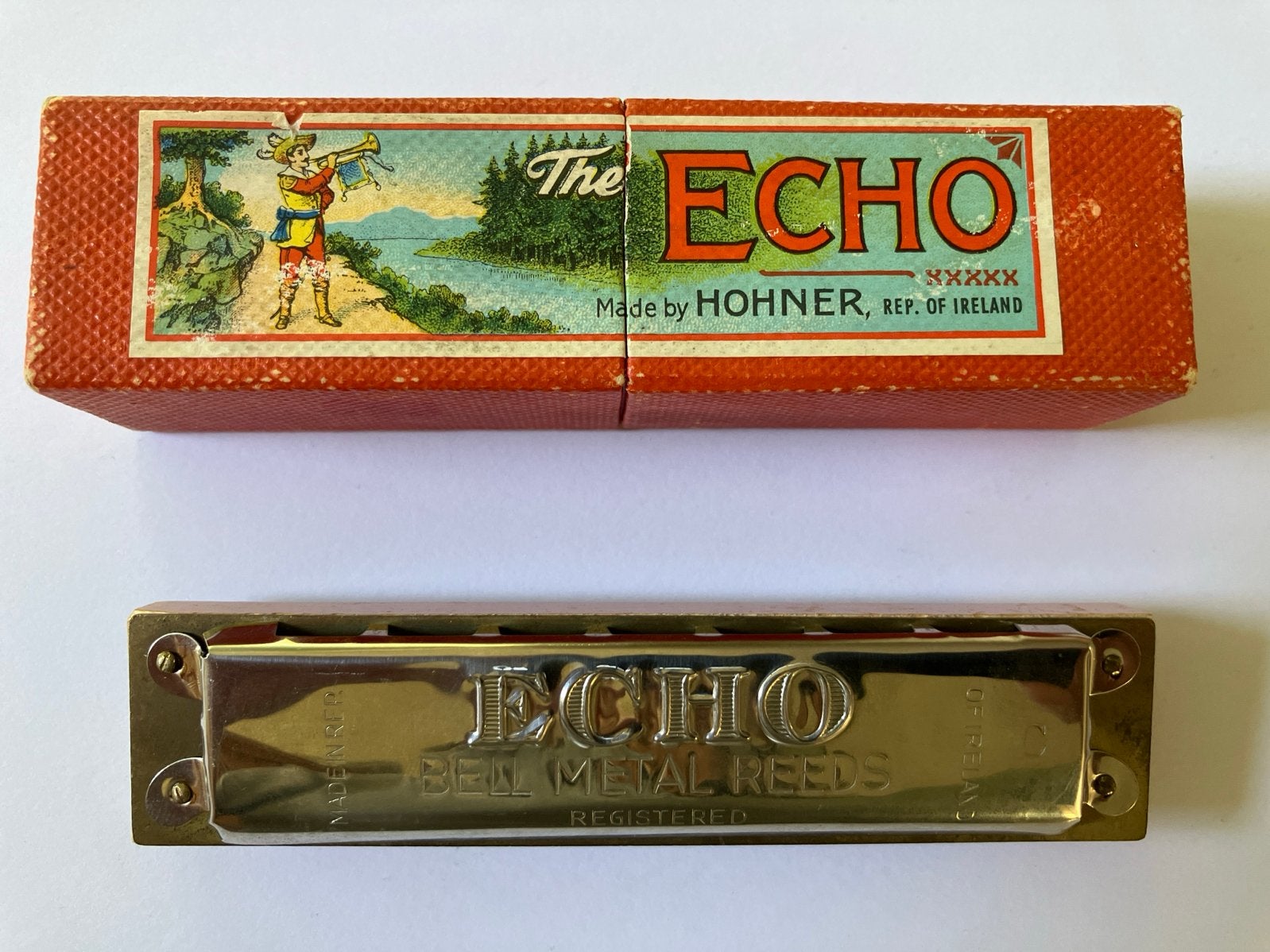 Hohner The Echo Mondharmonica met doosje, Gebruikt, Overige typen, Ophalen of Verzenden, Met koffer of doosje