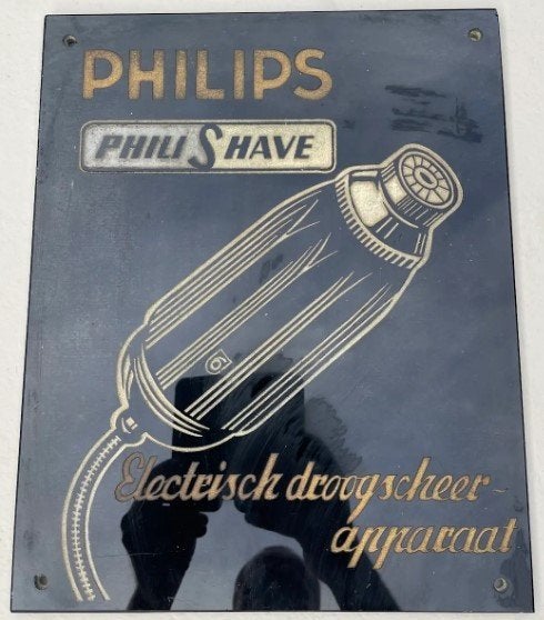Philips Glazen Winkelbord (Louis Kalff 1930-1940), Ophalen of Verzenden, Gebruikt, Reclamebord