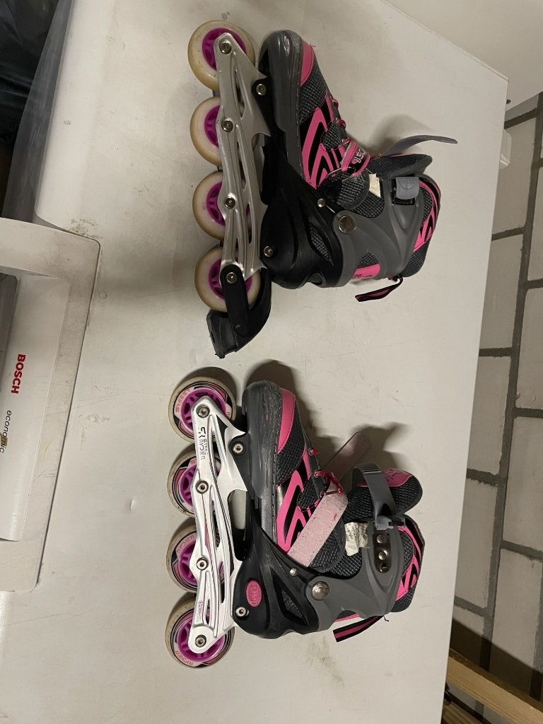 Grijs met roze inline skates maat 35-38, Ophalen, Gebruikt, Kinderen, Inline skates 4 wielen