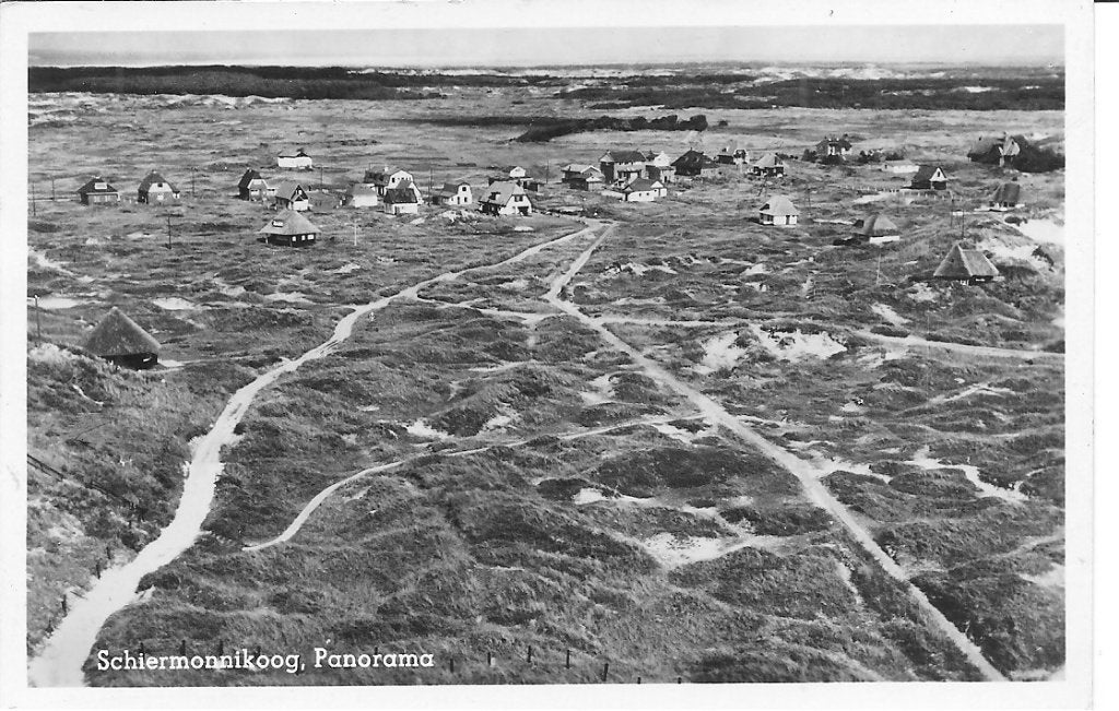 Oude ansichtkaart Schiermonnikoog Panorama, Ophalen of Verzenden, 1940 tot 1960, Gelopen, Waddeneilanden