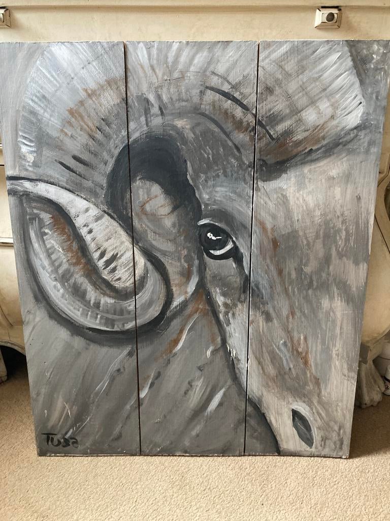 Mooi Schilderij op Hout geschilderd ZGAN, Ophalen, Nieuw, Schilderij, Minder dan 50 cm